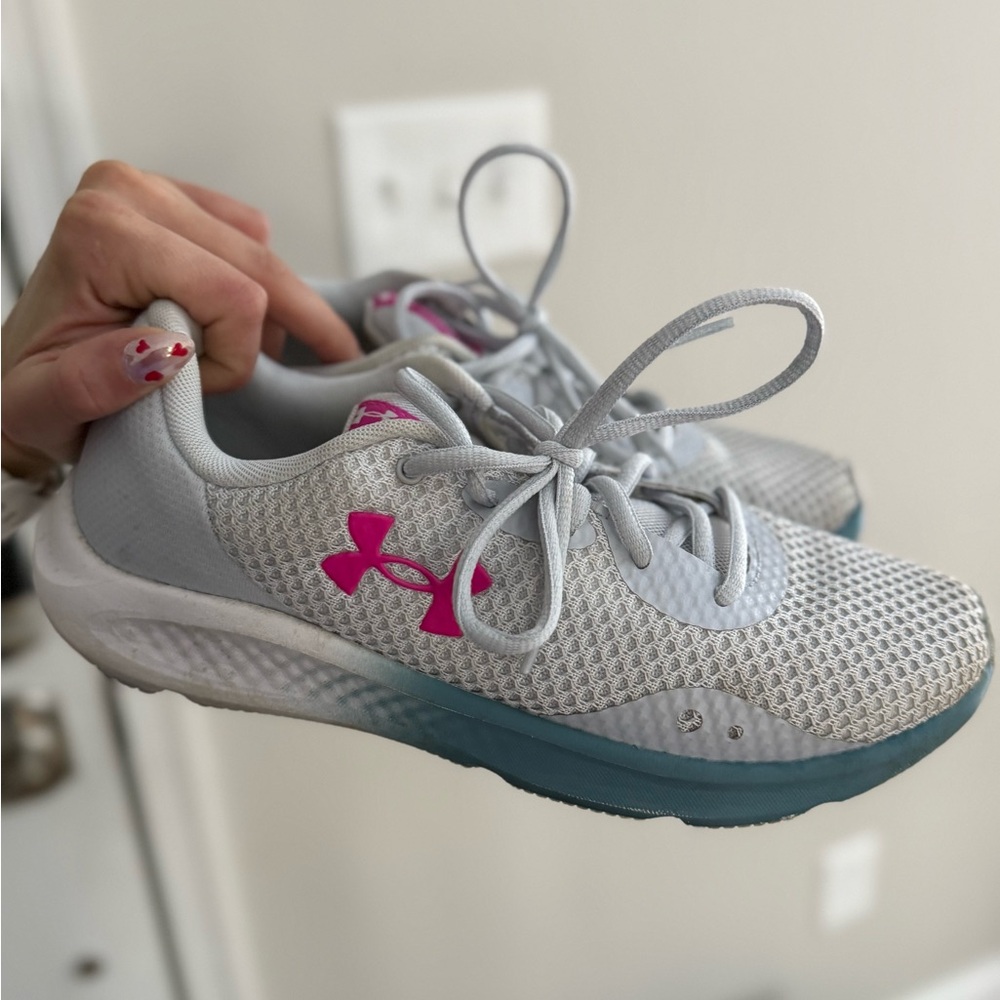 Under Armour White and Pink Running Shoes